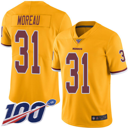 Washington Redskins Limited Gold Youth Fabian Moreau Jersey NFL Football #31 100th Season Rush Vapor->youth nfl jersey->Youth Jersey